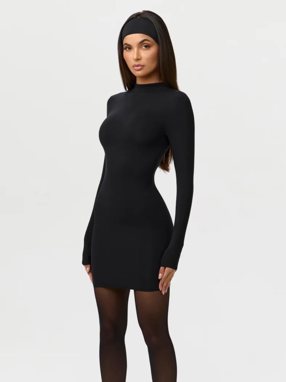 Naked Wardrobe Naked Mock Neck Mini Dress Black Small nw-d5336-mns